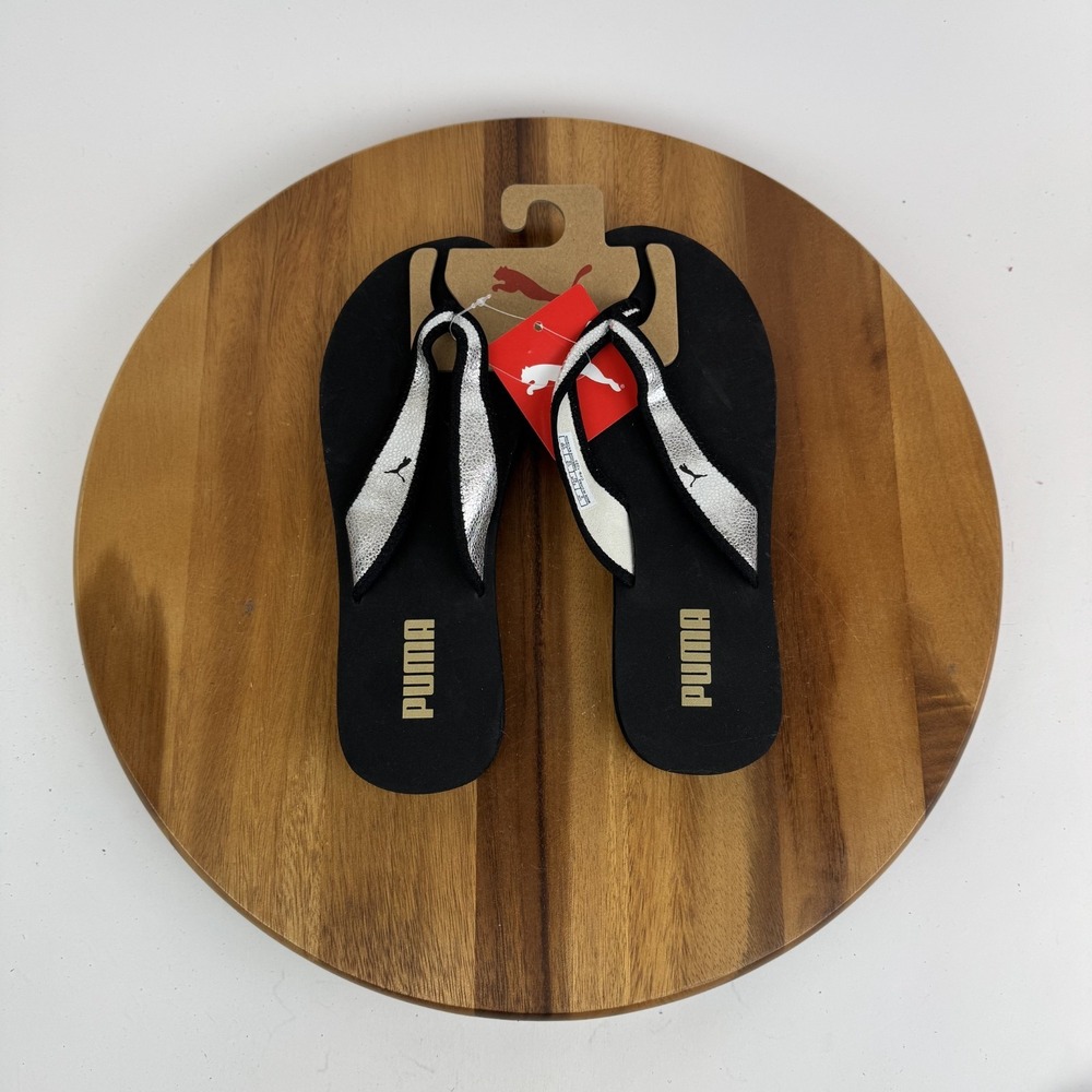 New Womens Puma Silver Shine Casual Comfort Thong Flip Flops Sandals Size 10‎ M
